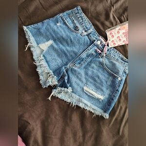 Soho Blue Distressed Jean Shorts